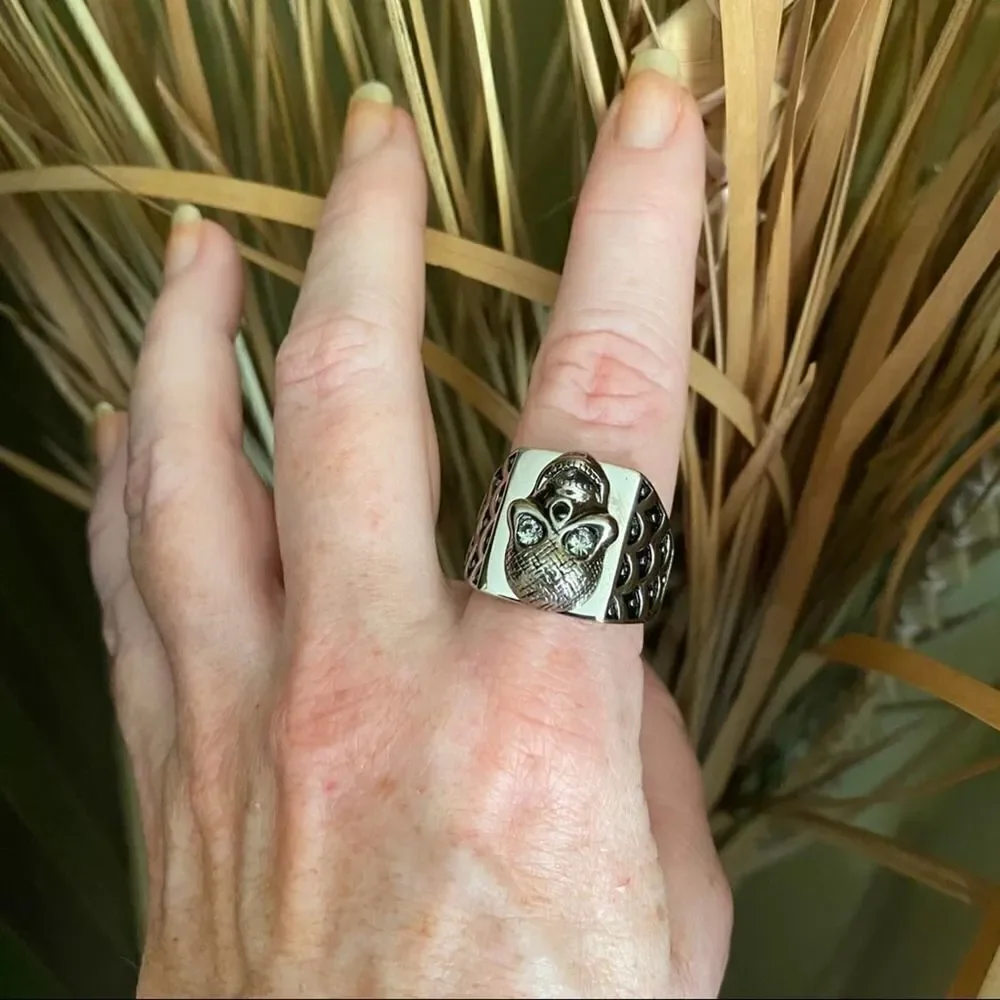 Stainless Steel Skull Crystal Ring Unisex